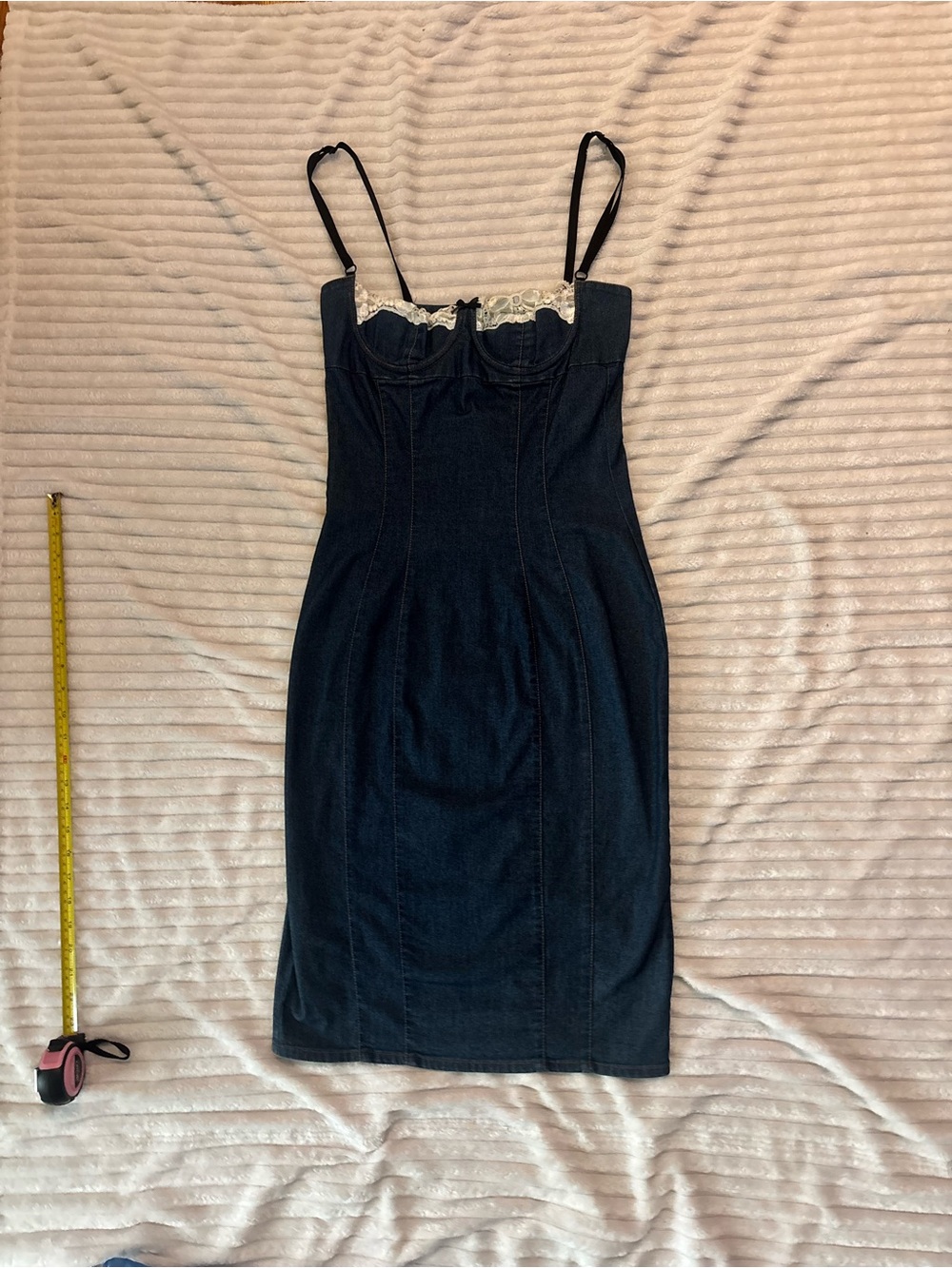 Dolce & Gabbana Denim Bustier Dress with Lace Trim - Picture 9 of 9